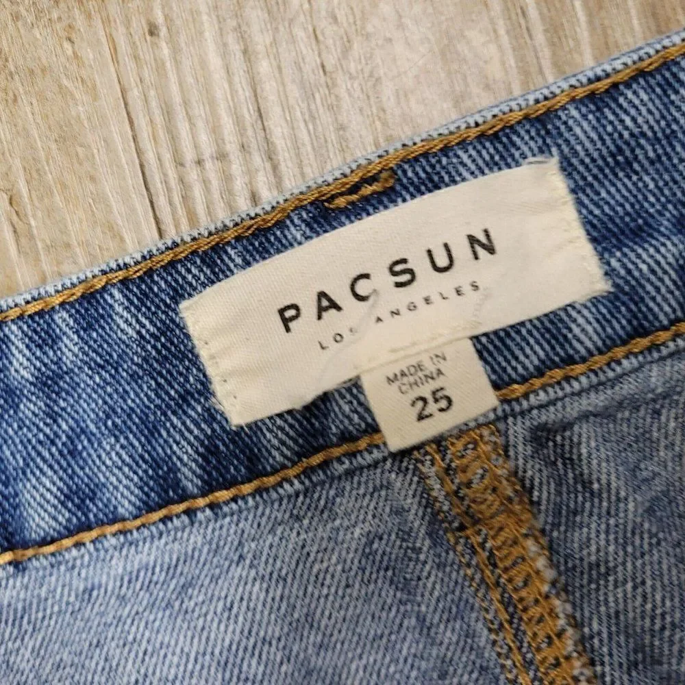 Pacsun Jean Mini Skirt Size 25 Womens Blue Denim Lace‎ Up High Rise Waist Casual